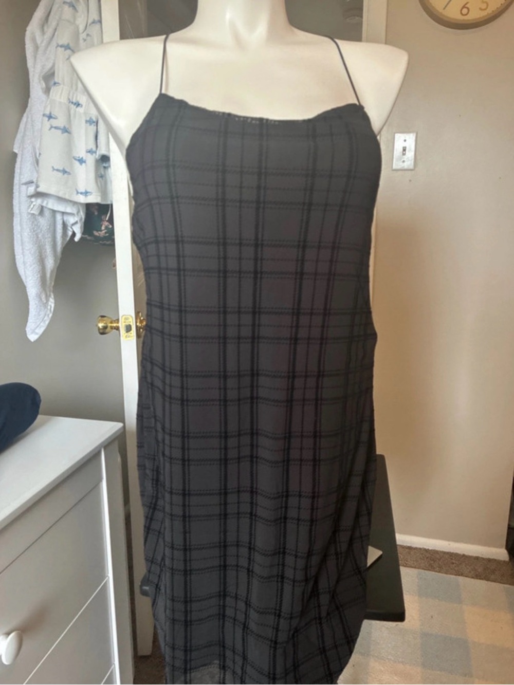 Black Plaid Slip Dress – Women's Strappy Mini